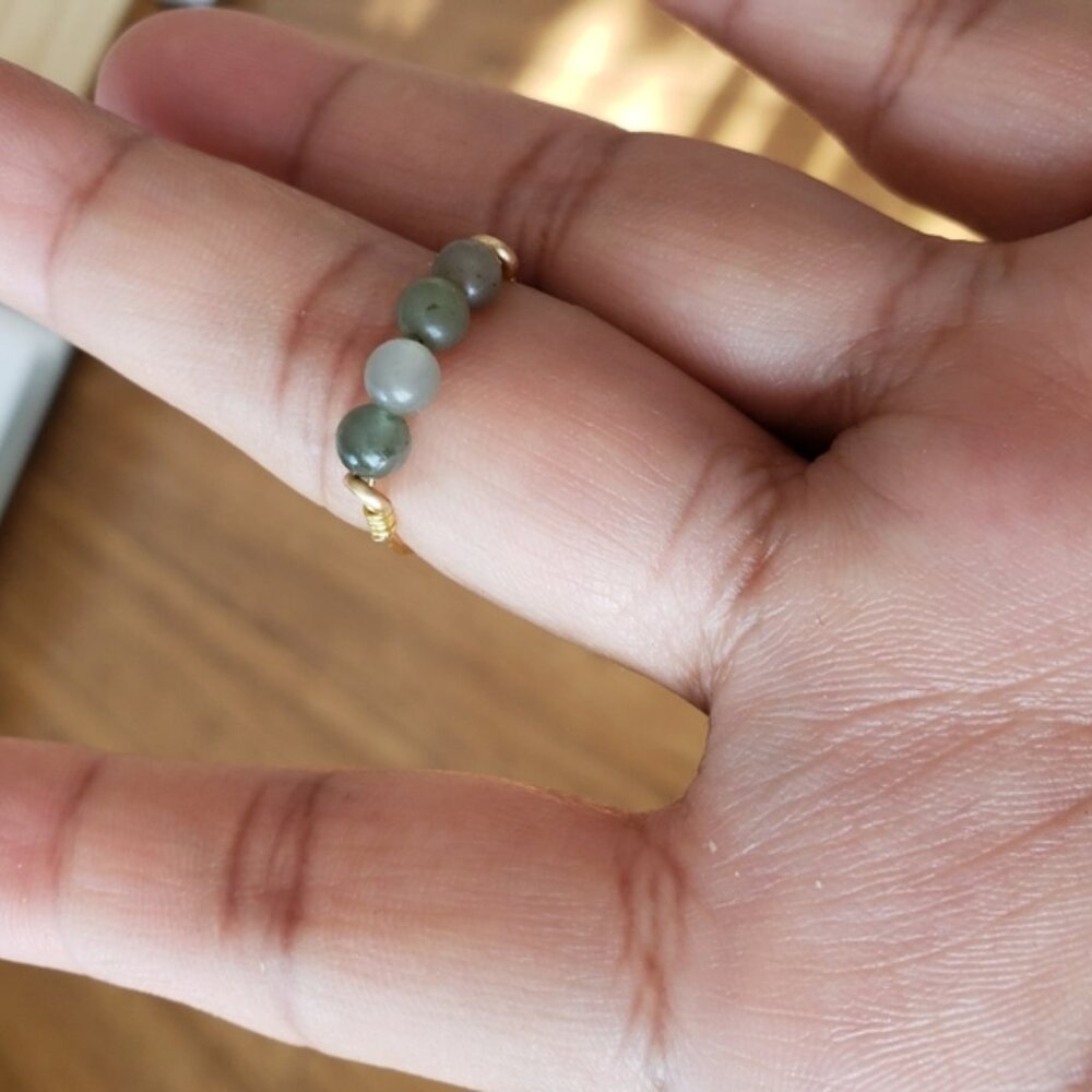 gold plated wire with jade beads handmade